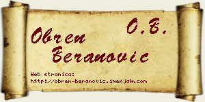 Obren Beranović vizit kartica
